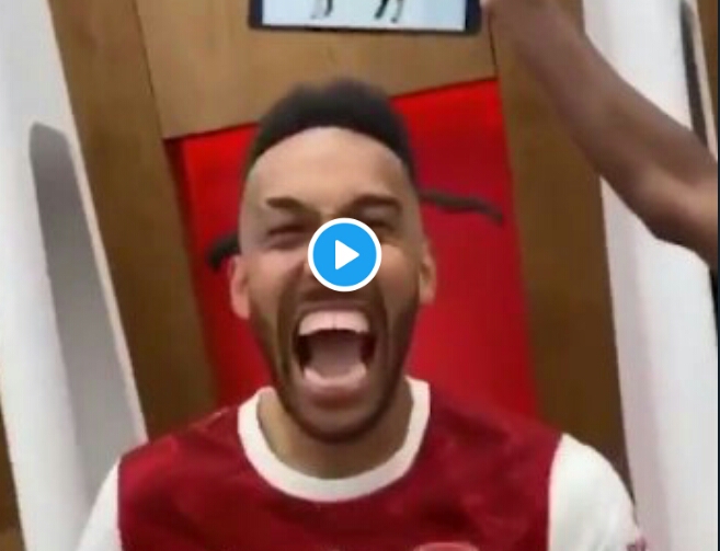Arsenal's players continued their celebration on the FA Cup success with happy scenes inside ...