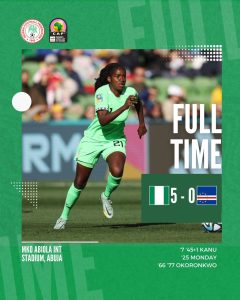 Super Falcons Dominate Cape Verde in 5-0 Triumph